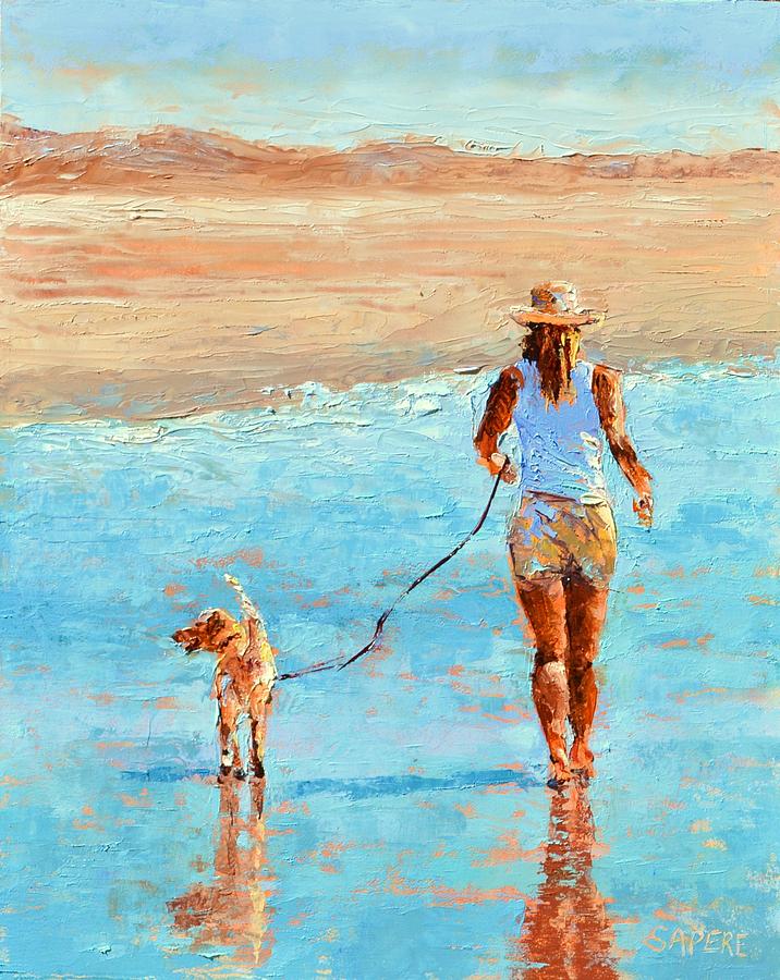 Beach Stroll Painting by Lynee Sapere