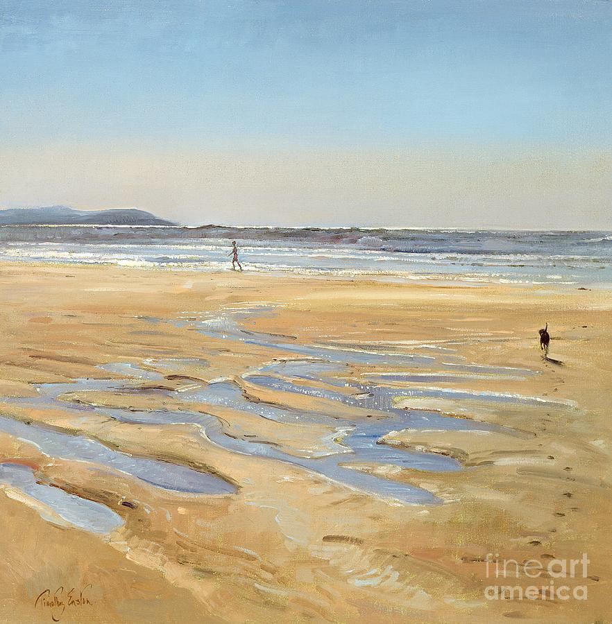 Summer Painting - Beach Strollers  by Timothy  Easton