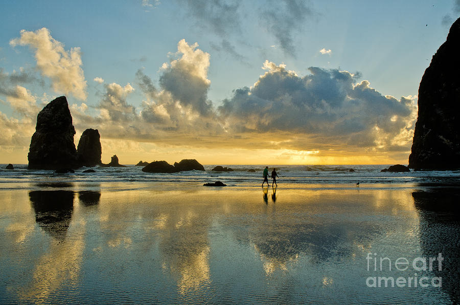 Sunset Photograph - Beach Strolling by Nick Boren