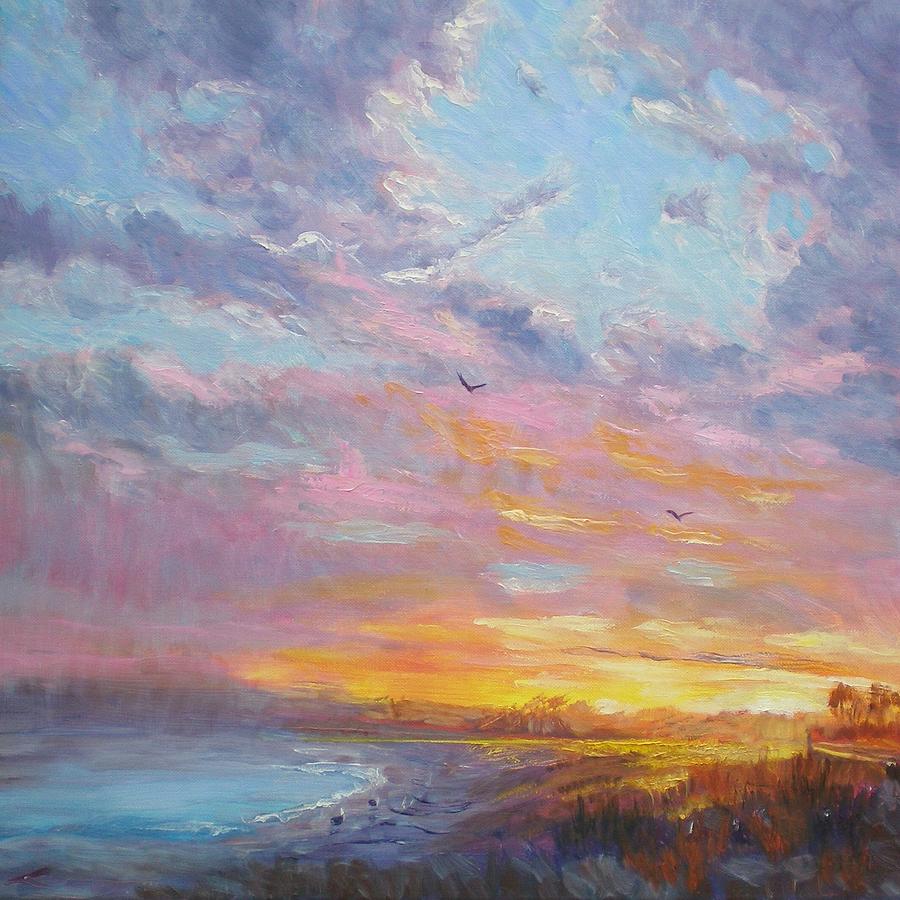 Sunset Painting - Beach Sunset by Elena Sokolova