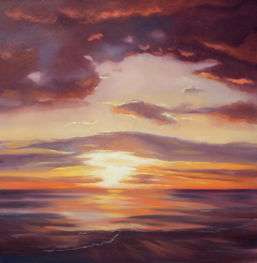 Beach Sunset Painting by Helen Shepherd - Fine Art America