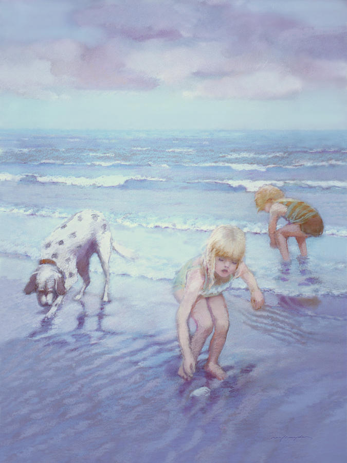 Beach Threesome Painting by J Reifsnyder