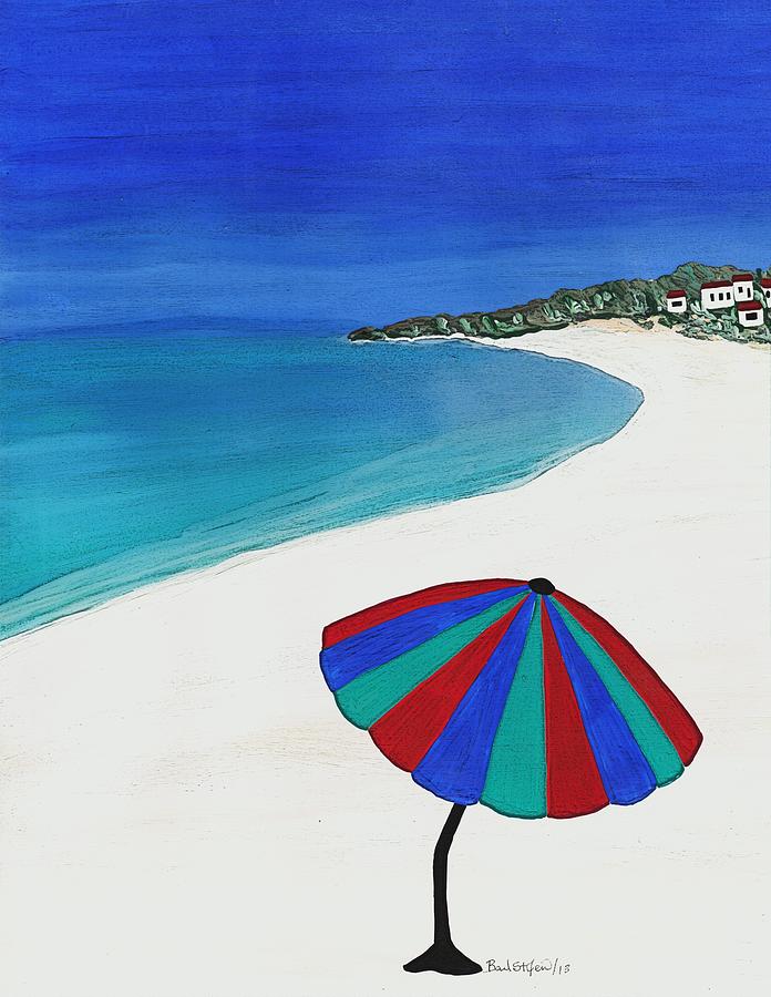 Summer Painting - Beach Umbrella Dreaming by Barbara St Jean