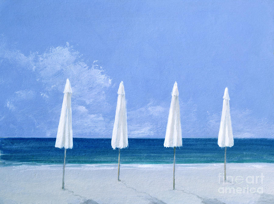 Beach umbrellas Painting by Lincoln Seligman