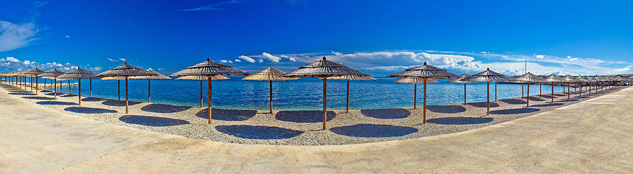 Beach umbrellas panoramic view Vir island Photograph by Brch Photography