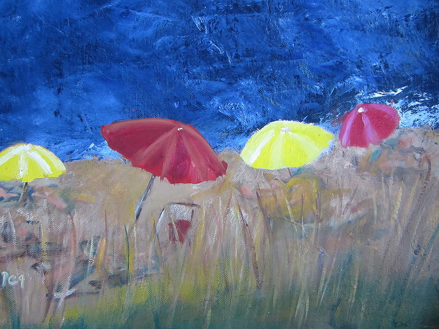 Umbrella Painting - Beach Umbrellas by Patricia Cleasby