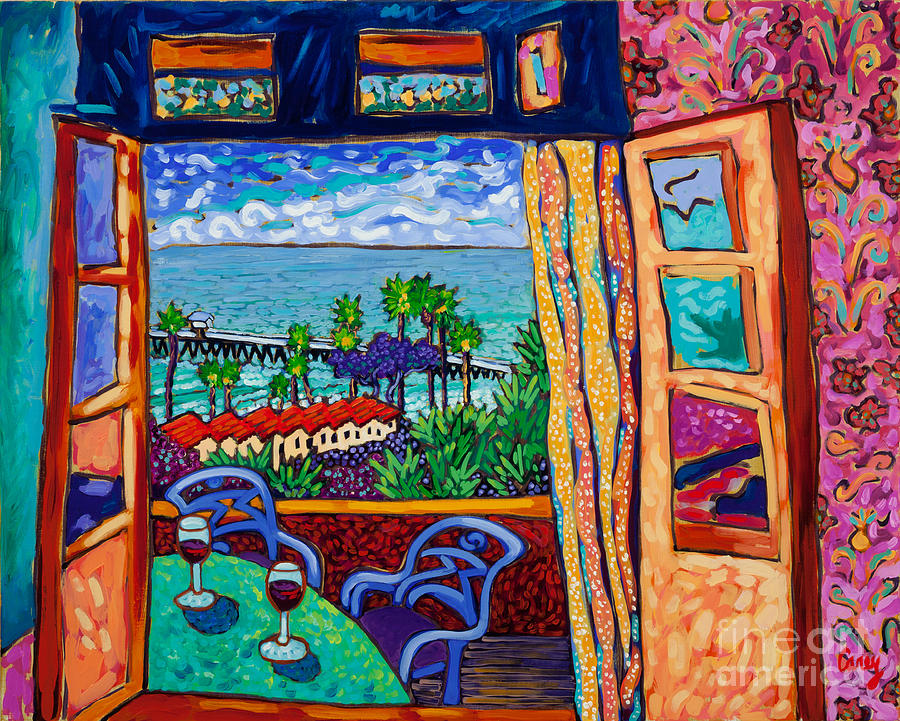 Beach View Cottages Painting by Cathy Carey