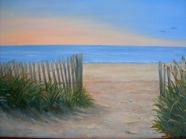 Beach Walk Painting by Audrey McLeod