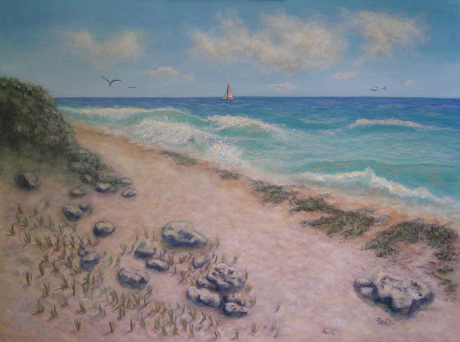 Beach Walk Painting by Gay Pautz