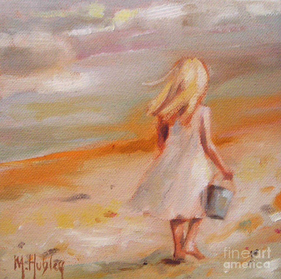 Summer Painting - Beach Walk Girl by Mary Hubley
