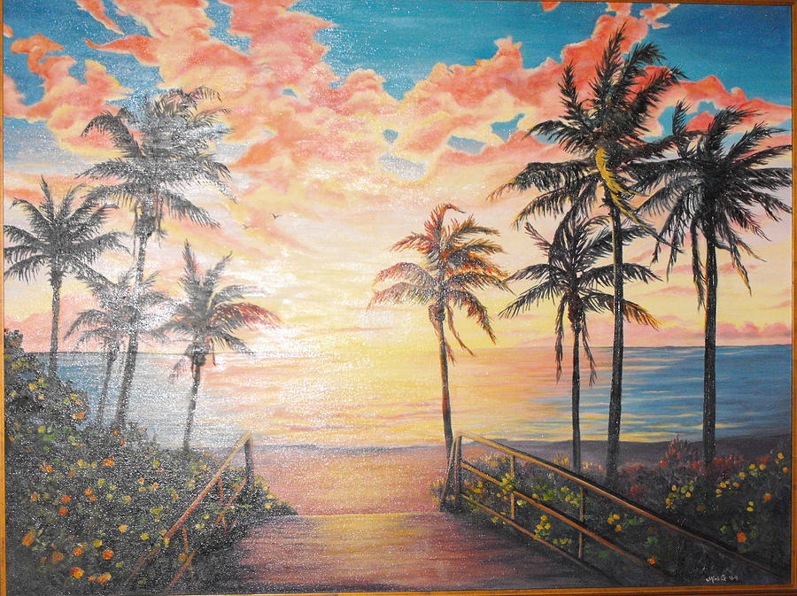 Beach Walk Painting by Michell Givens