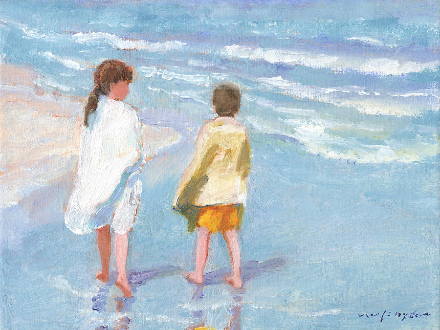 Beach Walkers Painting by J Reifsnyder