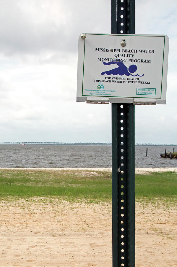 Sign Photograph - Beach Water Quality Sign by Jim West