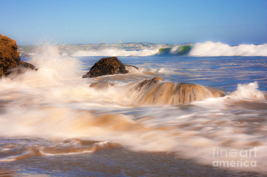Beach Waves Smoothly Flowing Over The Rocks Fine Art Photography Print Photograph by Jerry Cowart