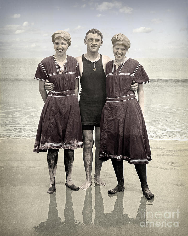 Beach Photograph - Beach Wear Fashion 1910 by Martin Konopacki Restoration