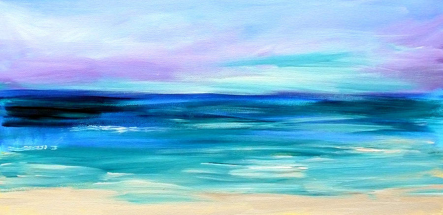 Beach with a Violet Sky Painting by Katy Hawk