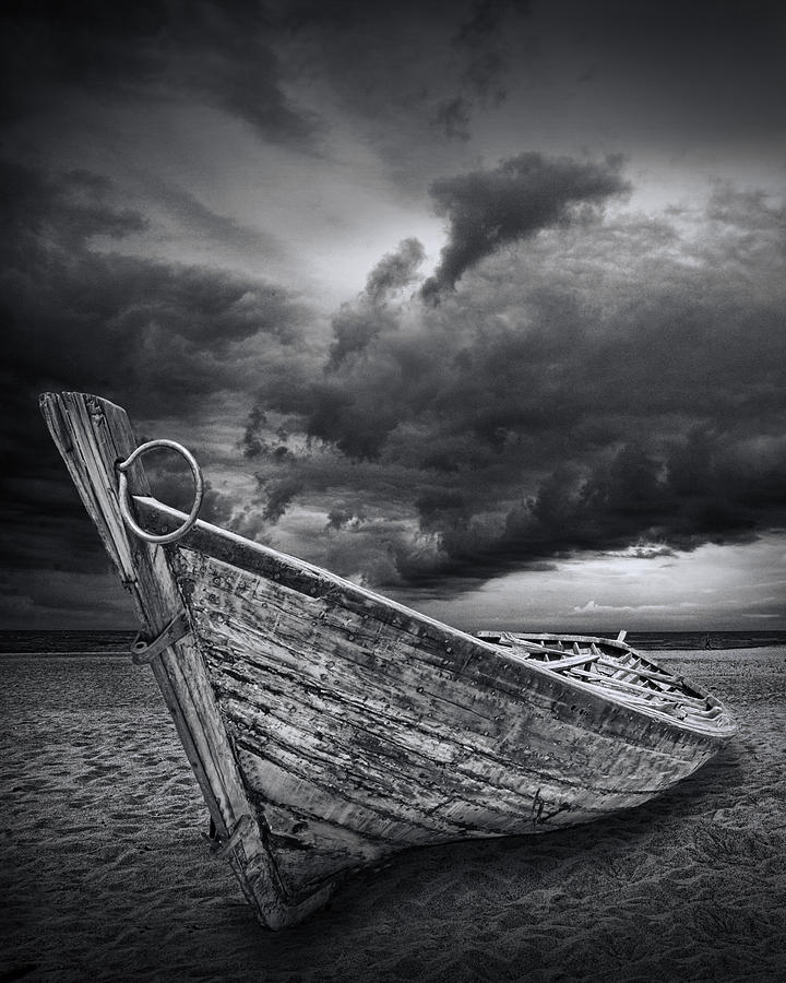 Beached Boat With Storm Brewing Photograph