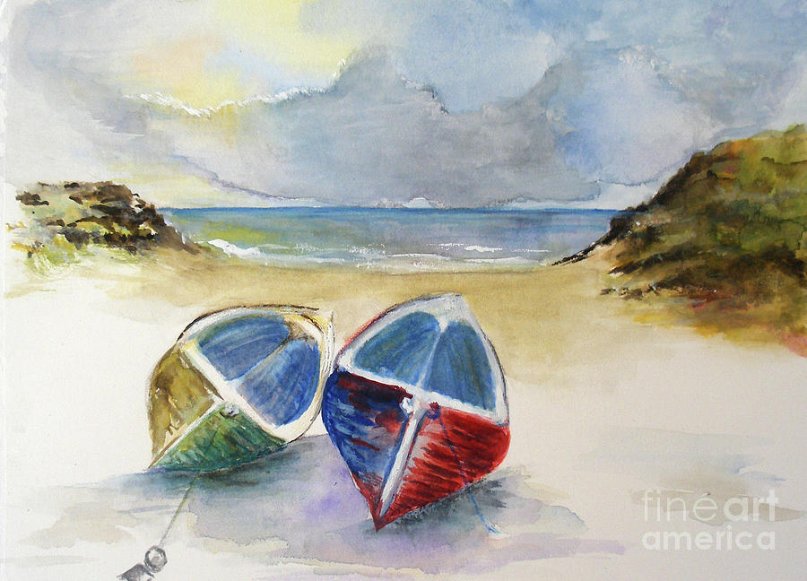 Beached boats Painting by Sibby S - Fine Art America