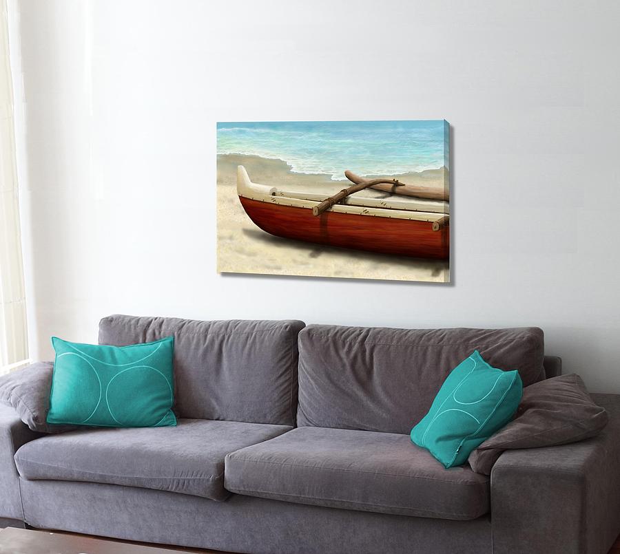 Beached Canoe on the Wall Digital Art by Stephen Jorgensen