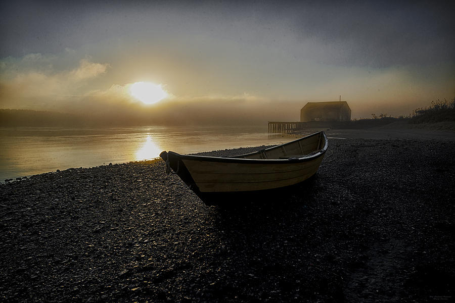 Beached Dory in Lifting Fog  Photograph by Marty Saccone