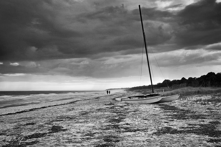 Beached in Black and White Digital Art by Phill Doherty