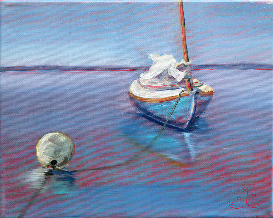 Beached Sailboat at Mooring Painting by Trina Teele