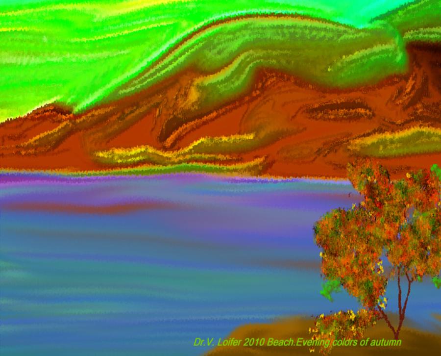 Beach.Evening colors of autumn Digital Art by Dr Loifer Vladimir