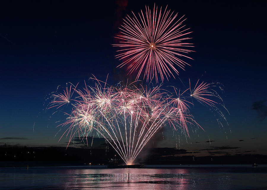 Sunset Photograph - Beachfest Fireworks 2013 by Randy Hall