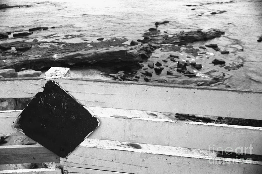 Beachside Warning Horizontal Grayscale Photograph by Heather Kirk