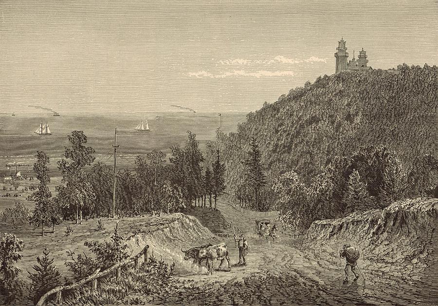 Boat Painting - Beacon Hill at Neversink Highlands 1872 Engraving by Antique Engravings