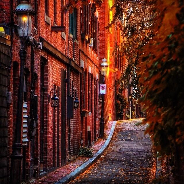 Boston Photograph - Beacon Hill Sidewalk, Boaton by Joann Vitali