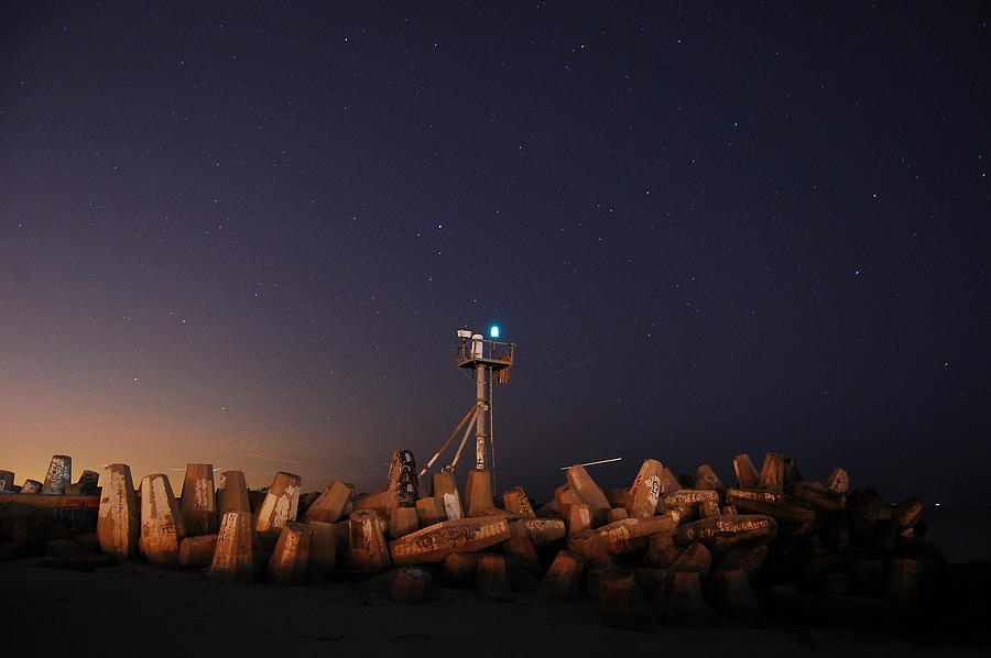 Beach. Photograph - Beacons of the Night by Joe Varneke