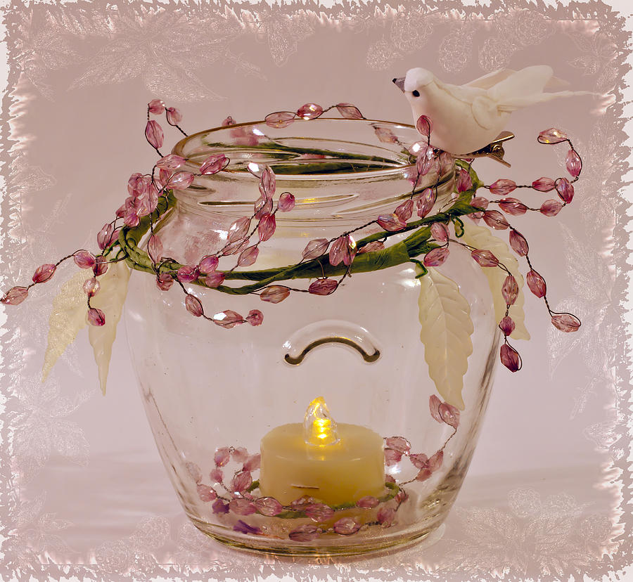Beaded Candle Jar Photograph by Sandra Foster