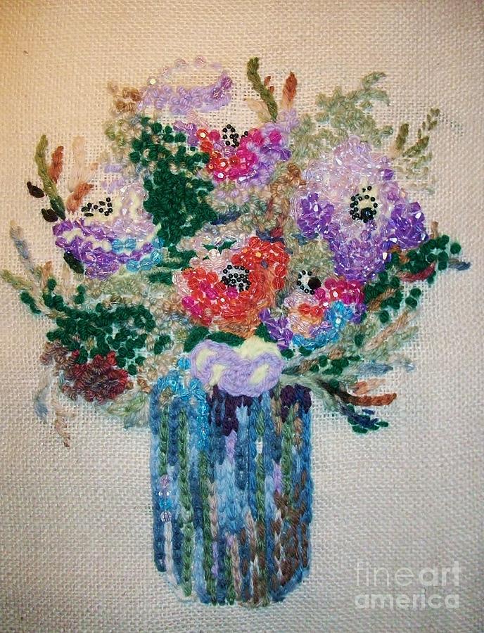 Flower Painting - Beaded flowers by Armen Abel Babayan