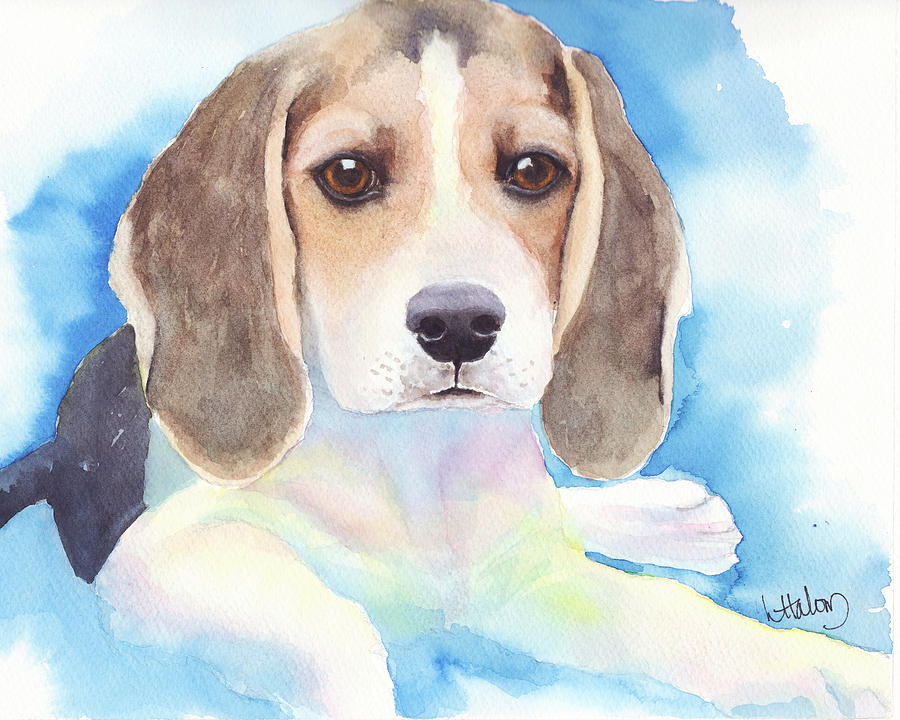 Beagle Baby Painting by Greg and Linda Halom