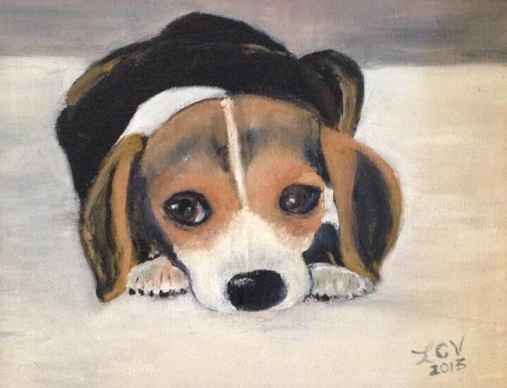 Beagle Resting Painting by Lucille  Valentino