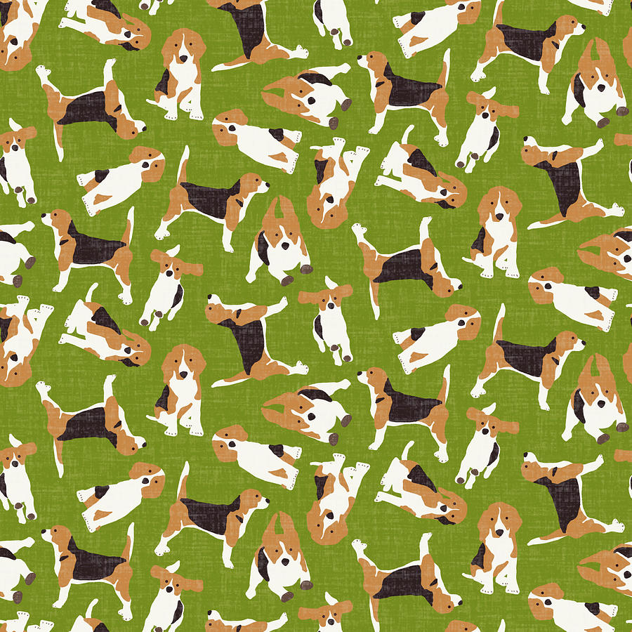 Beagle Drawing - Beagle Scatter Green by MGL Meiklejohn Graphics Licensing