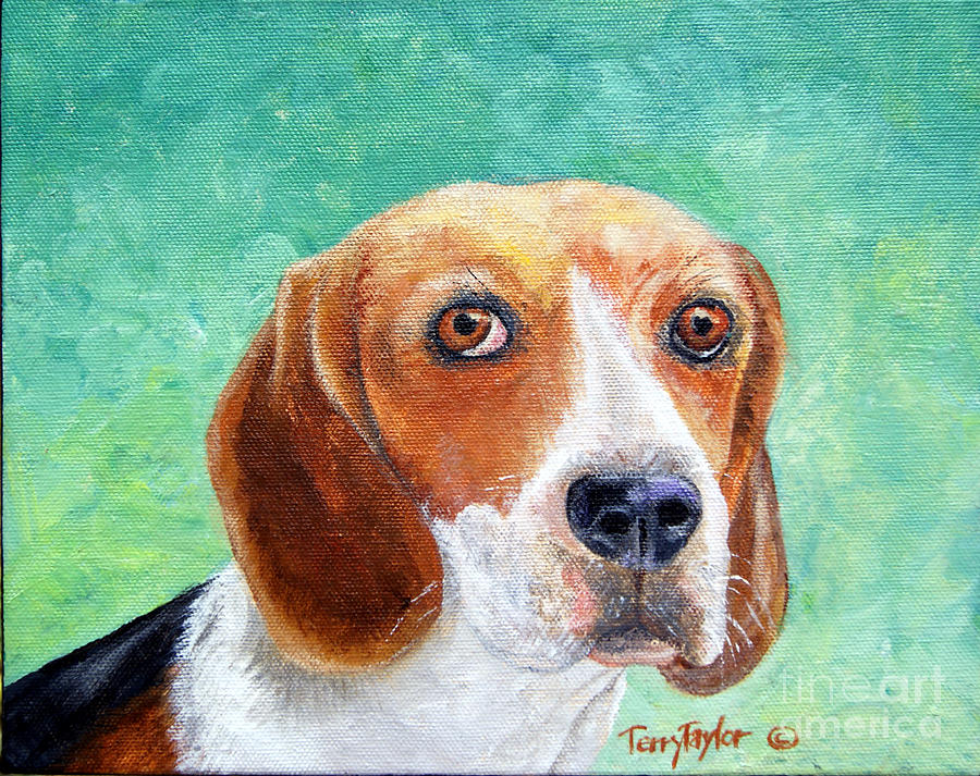 Beagles Rock Painting by Terry Taylor