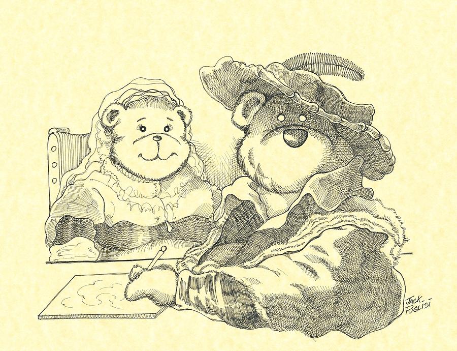 Rembrandt Drawing - Bear couple by Jack Puglisi