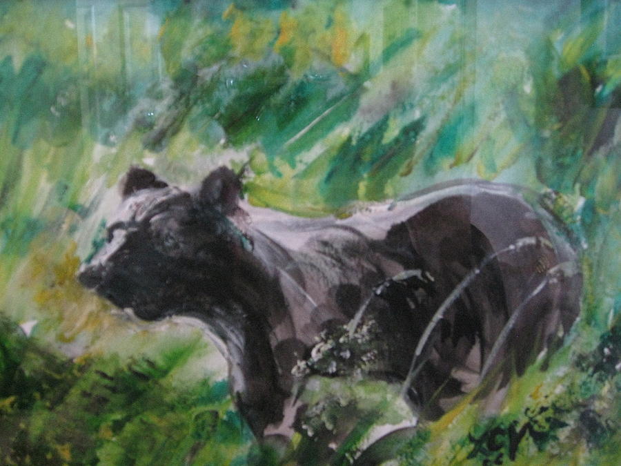 Bear in the Grass Painting by Lucille  Valentino