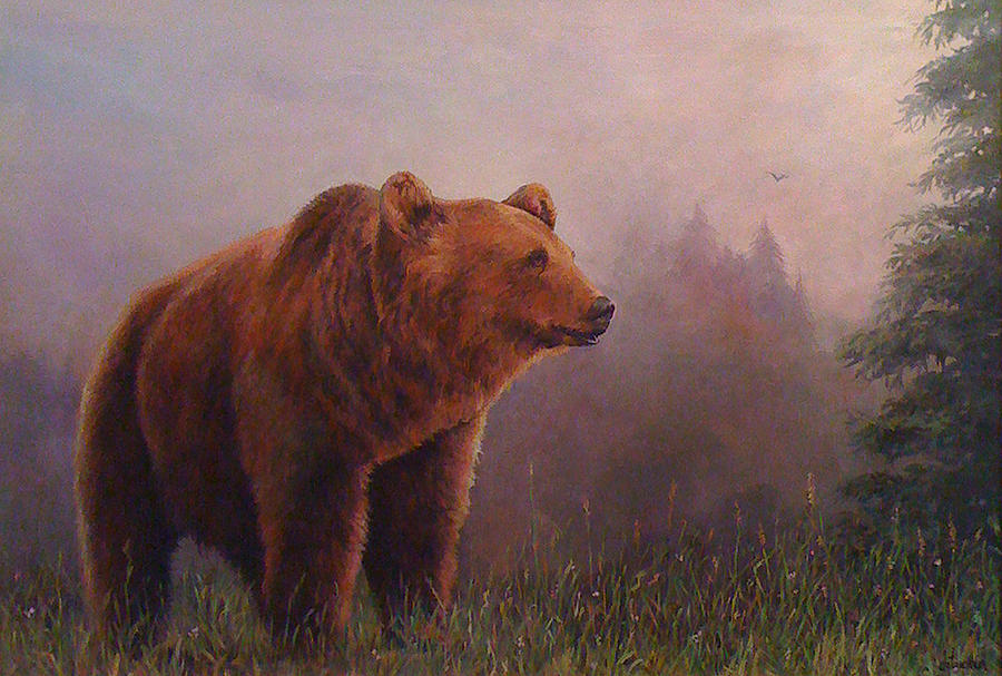 Bear in the Mist Painting by Donna Tucker