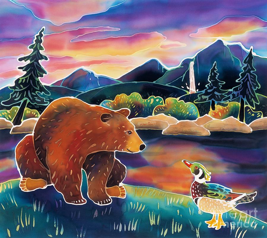 Duck Painting - Bear Meets Wood Duck by Harriet Peck Taylor
