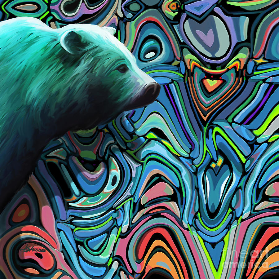 Abstract Painting - Bear on the Abyss by Dorinda K Skains
