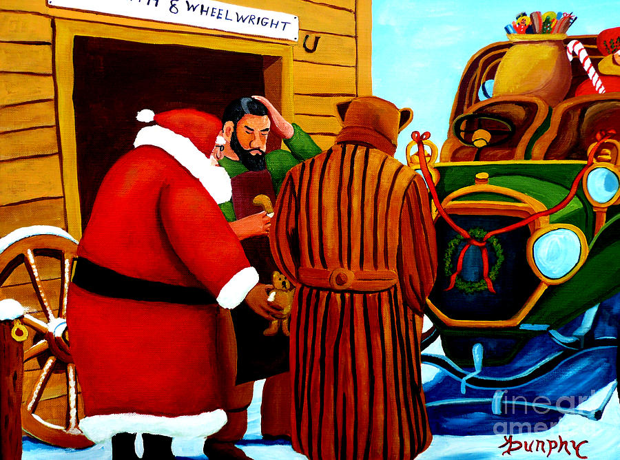 Christmas Painting - Bear Repair by Anthony Dunphy