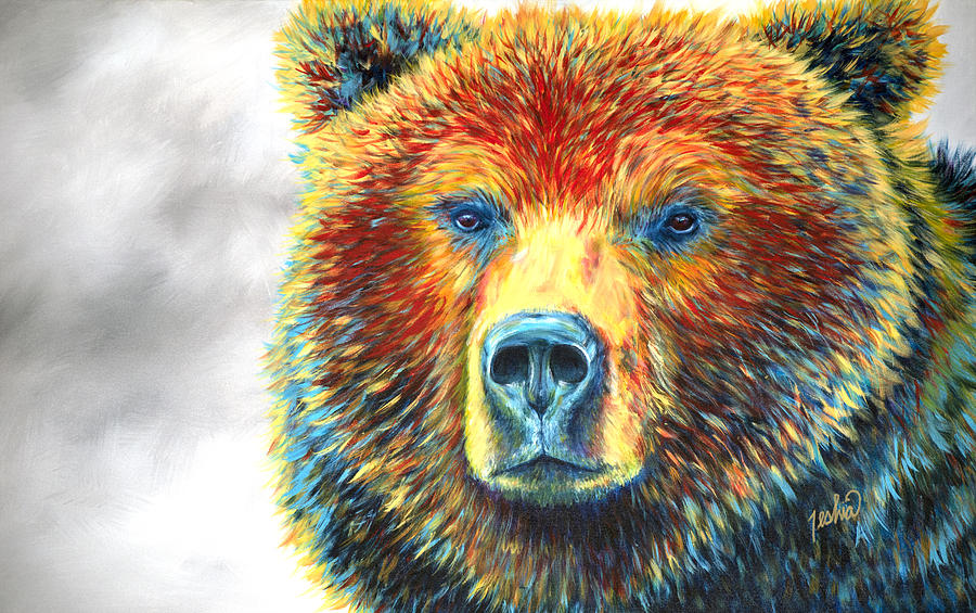 Grizzly Painting - Bear Thoughts by Teshia Art