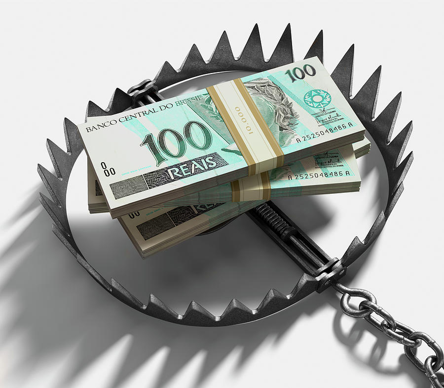 Illustration Photograph - Bear Trap With Brazilian Real Notes by Ktsdesign