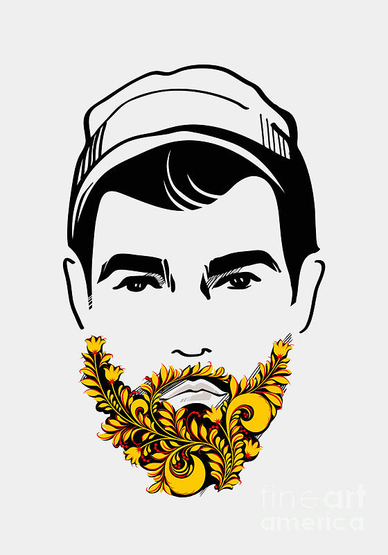 Curl Digital Art - Beard And Mustache Man. Traditional by Pevuna Curl Digital Art - Beard And Mustache Man. Traditional by Pevuna