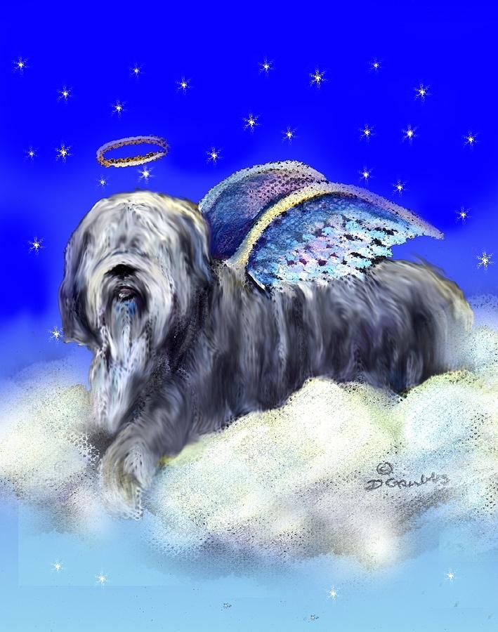 Dog Pastel - Bearded Collie Angel by Darlene Grubbs
