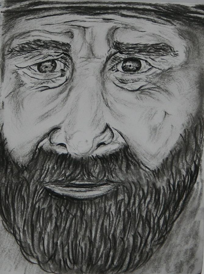 Charcoal Painting - Bearded Man by Paul Morgan