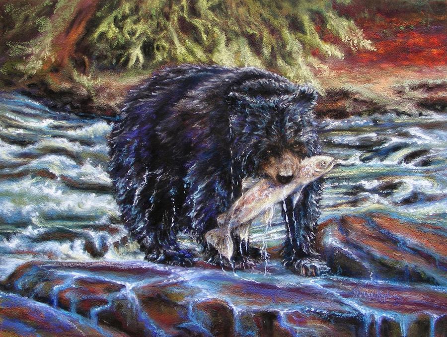 Bears Catch Of The Day Painting by Denise Horne-Kaplan